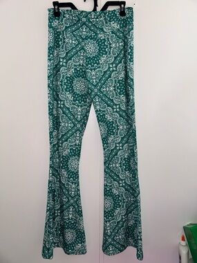 Crazy Train Teal Rodeo Rags Paisley Flare Bell Bottoms